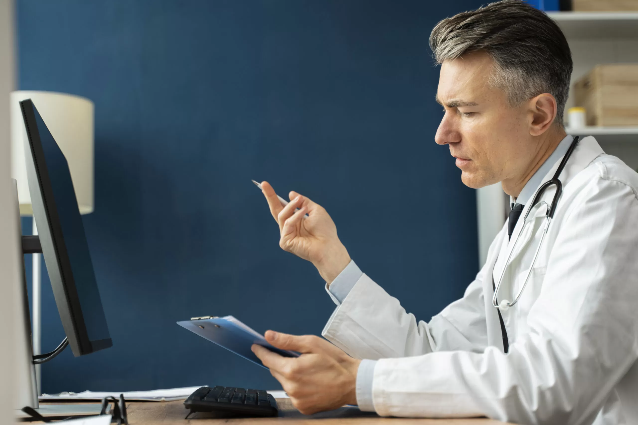 Doctor doing a video teleconsultation